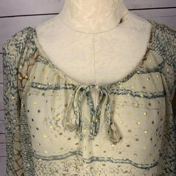 Gibson Latimer Woman's Sheer Abstract Bell Sleeves Blouse Size Large - Picture 6 of 8